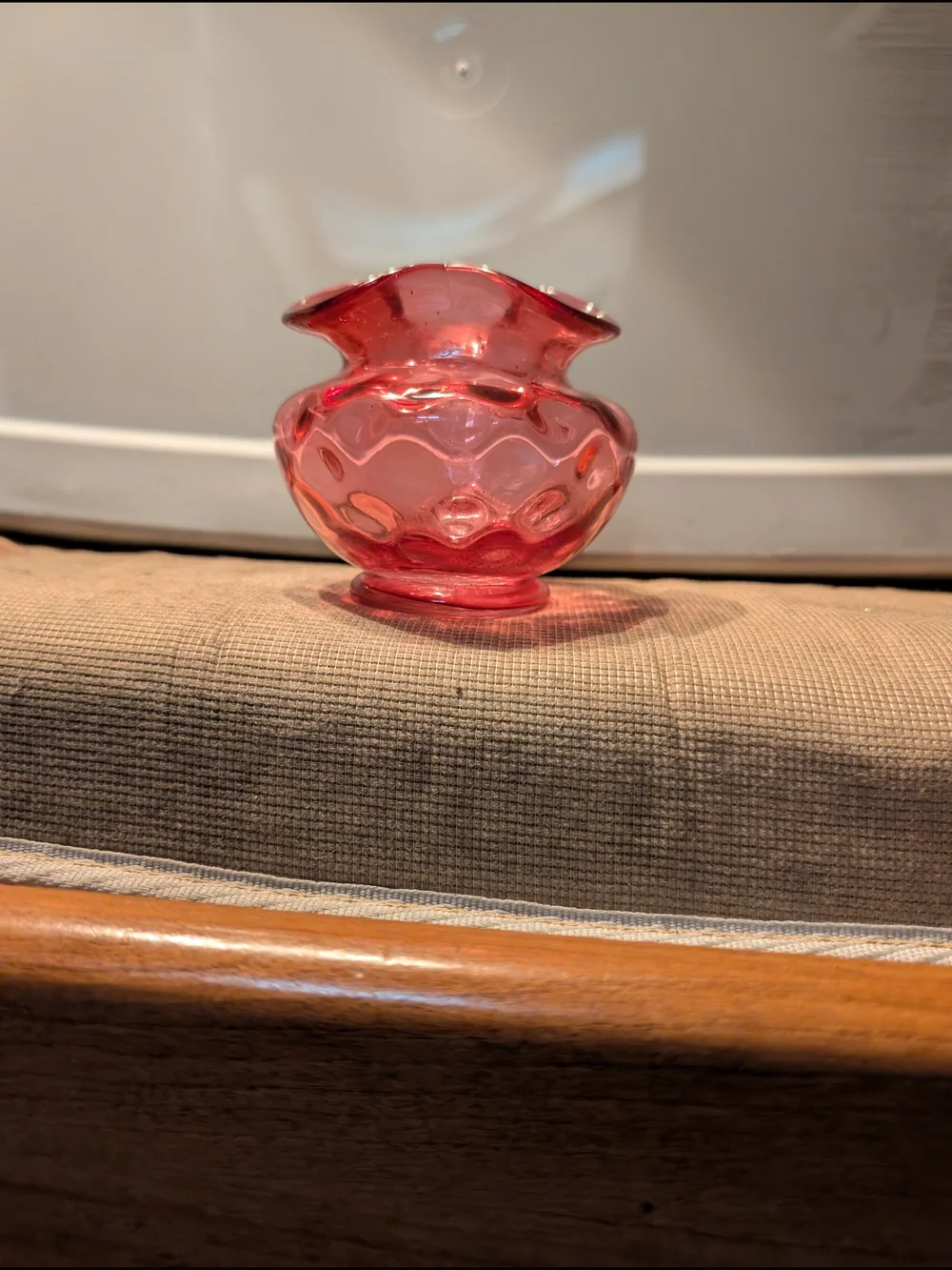 Fenton Pink Hobnail Glass Pitcher Vase